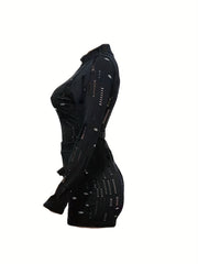 Long Sleeve High Neck T Shirt & Shorts Set
