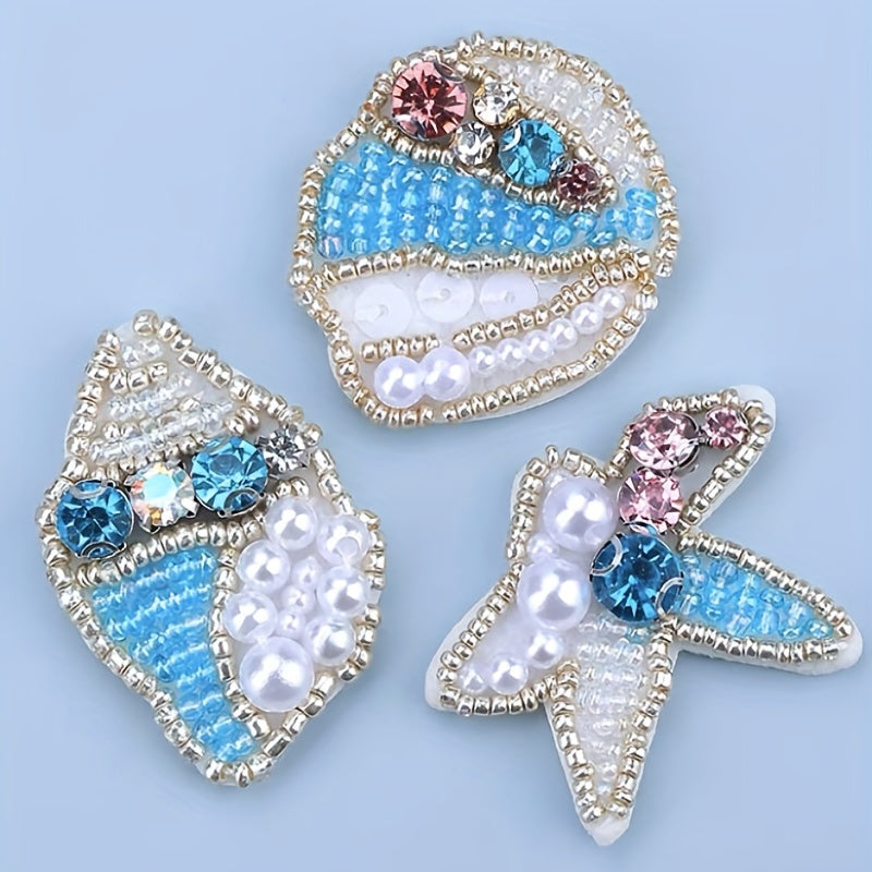 Ocean Animal Faux Pearl Beads Sequin Patch DIY Sewing Patch Sticker