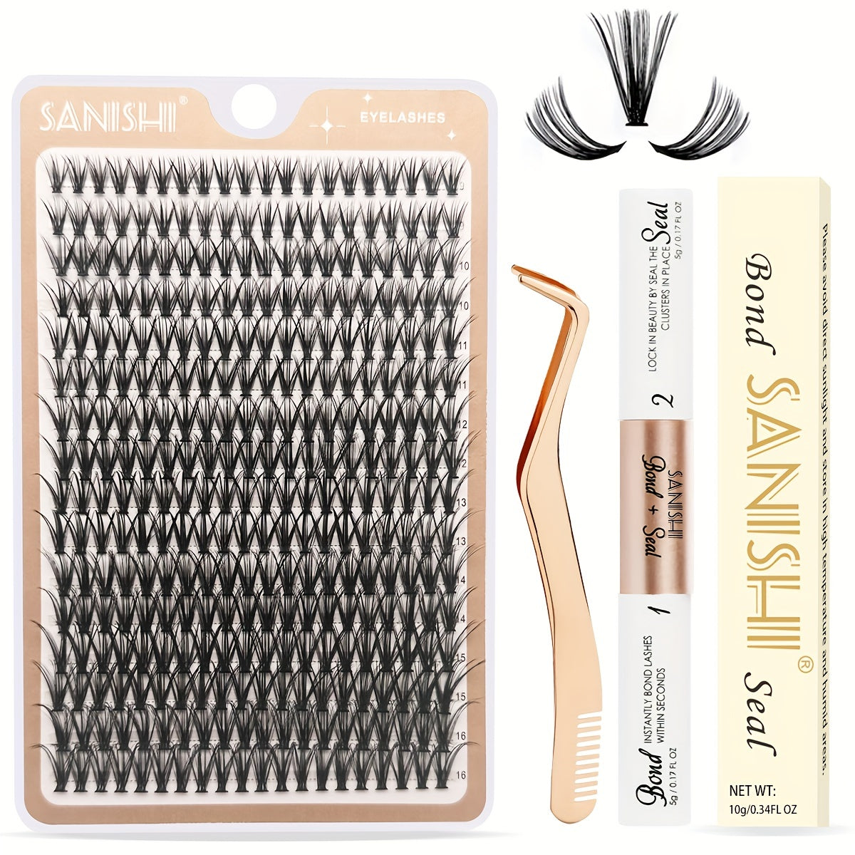 320pcs Natural DD Curling False Eyelash Extension Kit with Lash Curler