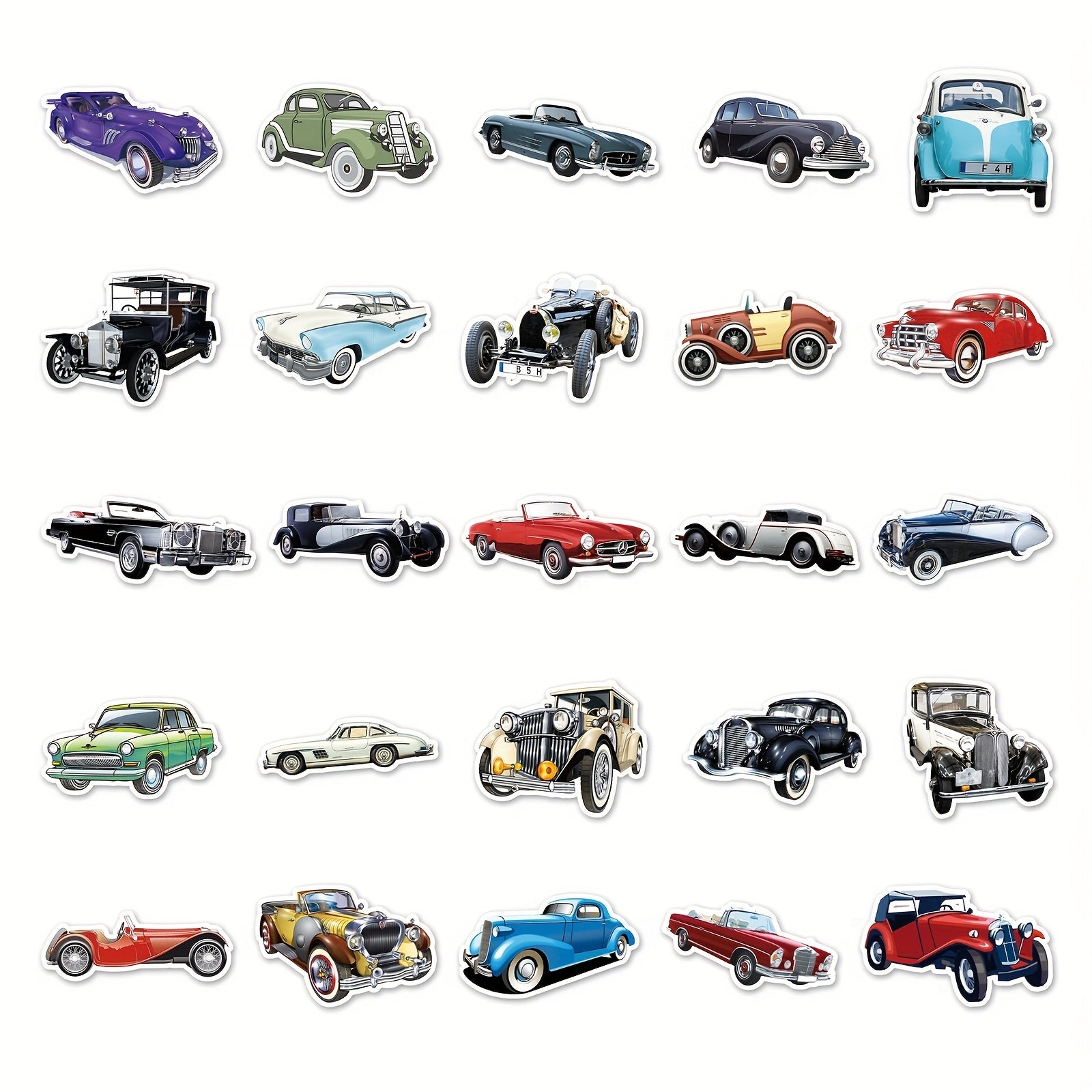 50pcs Vintage Retro Car Stickers for Notebooks Skateboards Cars & More