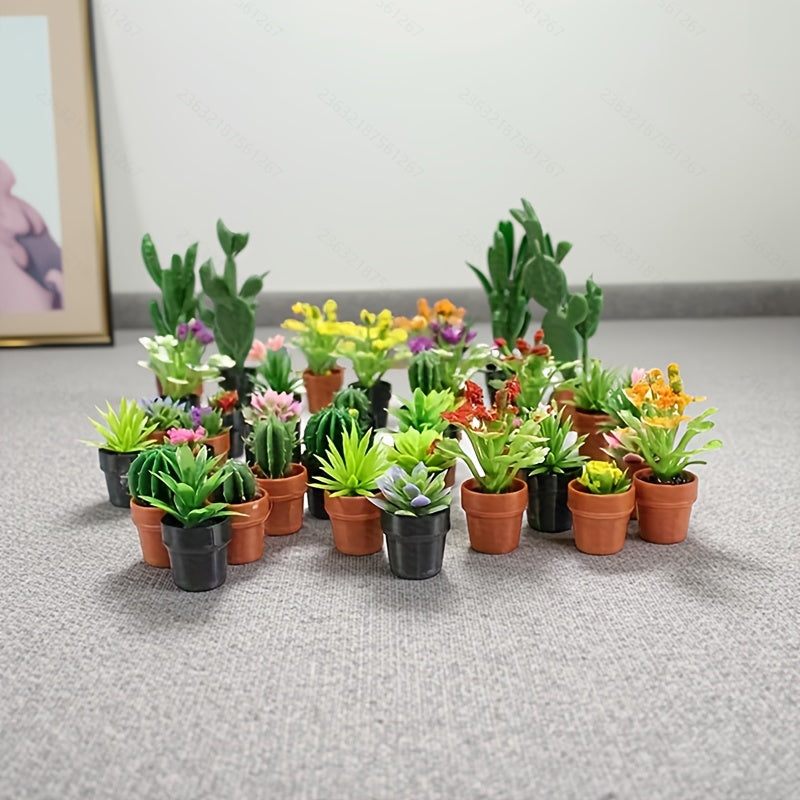 Small Flower Succulent Cacti Green Plant Pots Home Layout Models
