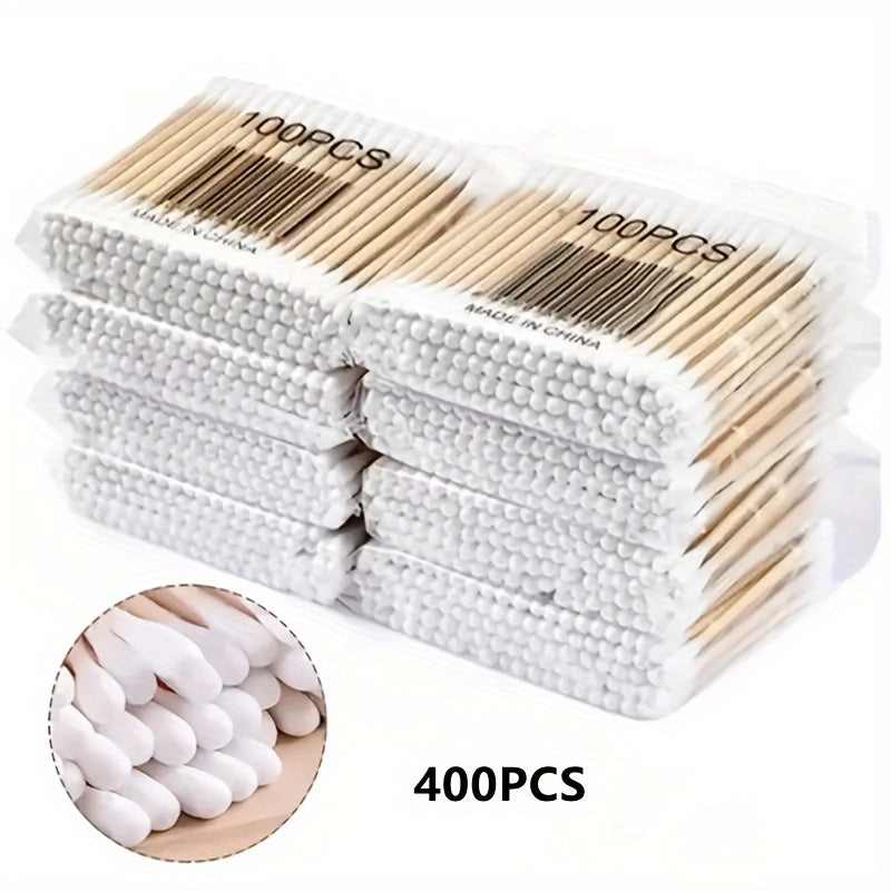 200 400pcs Cotton Swabs Ear Cleaning Disposable Makeup Double-headed Round Head