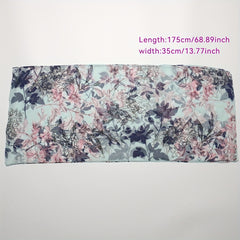 Vintage Flower Print Chiffon Scarf Long Shawl Head Wrap