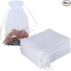 100pcs Organza Bag 9.8 Inches Mesh Drawstring Gift Bag Jewelry Bag