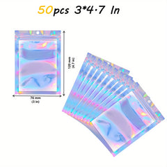 50/100pcs Holographic Storage Bags 2-4-3-9 in 3-4-7 in 4-1-5-9in