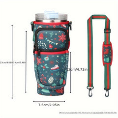 Christmas Cup Holder Bag with Strap Waterproof Insulation 40oz Sports Cup