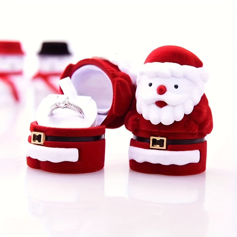 Red Santa Jewelry Box Christmas Proposal Ring Box Decoration
