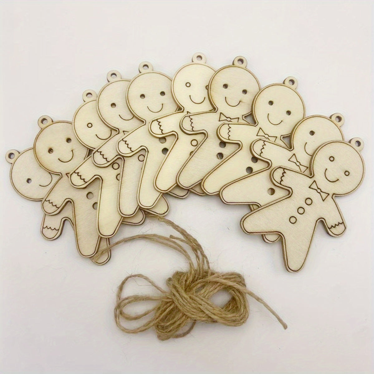 10pcs Wooden Christmas Decorations Boy DIY Natural Wood Chips