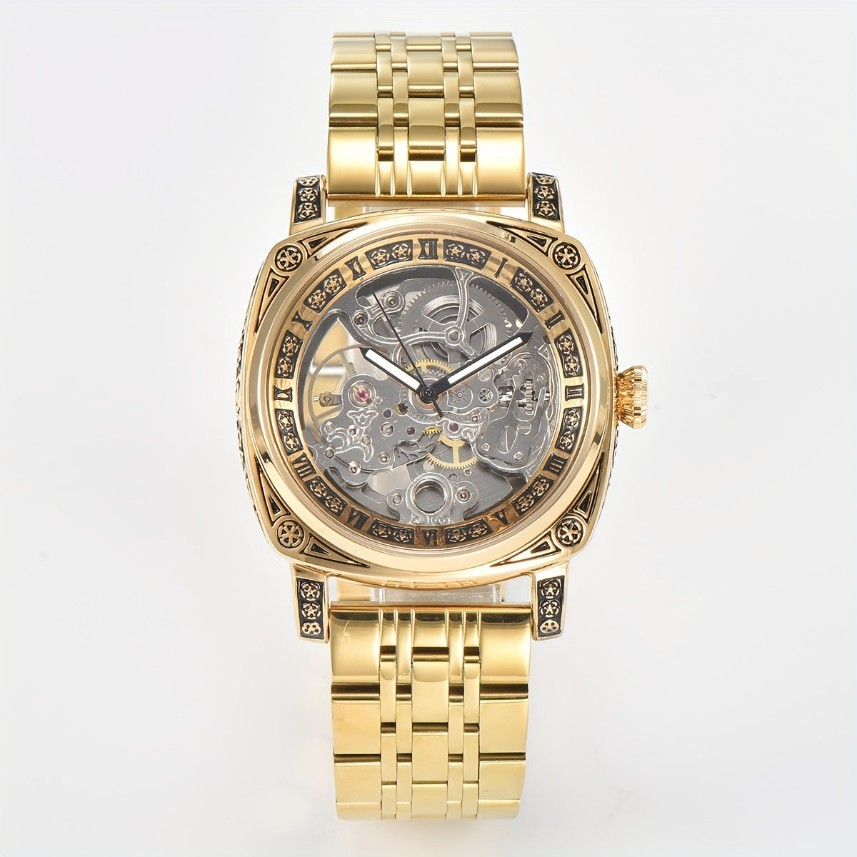 KUERST Youth Steel Strap Hollow Automatic Mechanical Watch