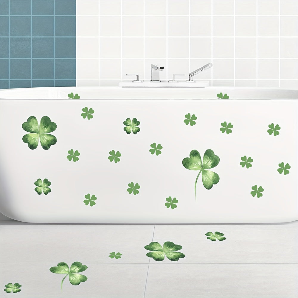 6Pcs Anti Slip Bathtub Stickers Four Leaf Clover Pattern