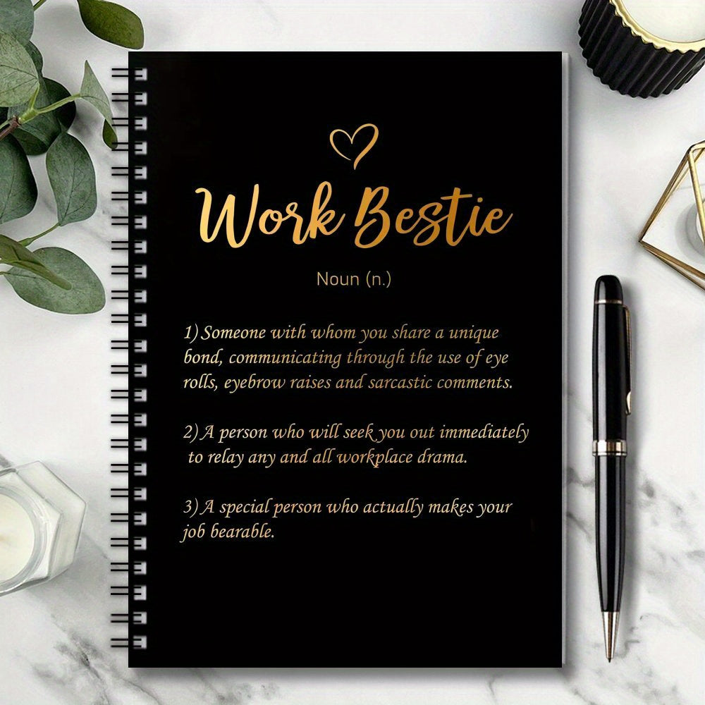 Bestie Golden Spiral Notebook 100 Pages Office Gift Women