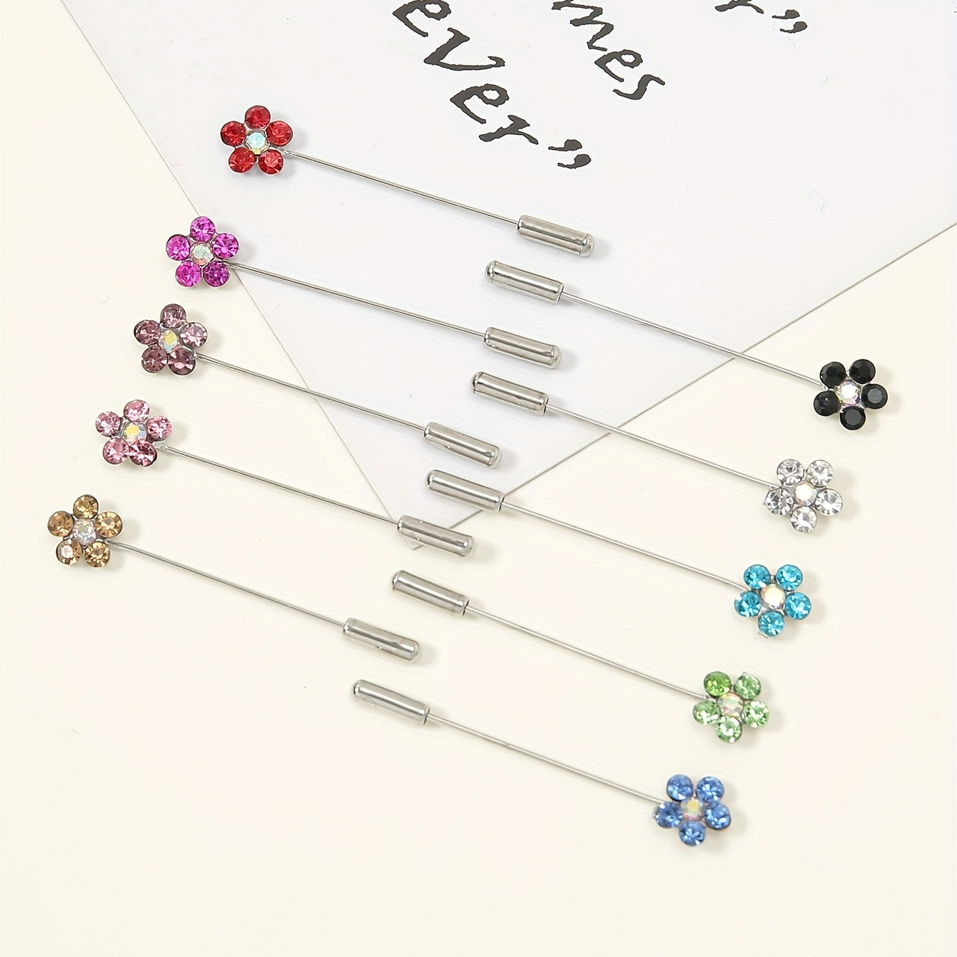 10pcs Colorful Flower Scarf Pin Rhinestone Turban Clip Hijab Shawl Brooch