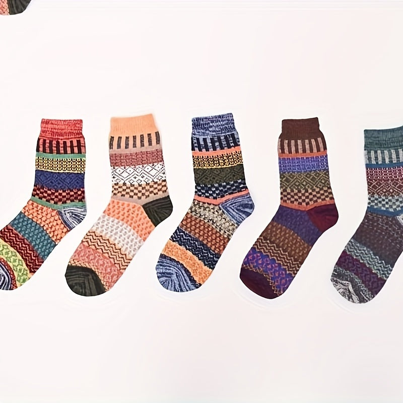 5 Pairs Winter Warm Socks Casual Knit Socks Outdoor Socks Thick Warm Socks