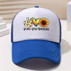 Sunflower Print Baseball Cap Outdoor Sunshade Trucker Hat