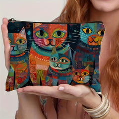 Canvas Cat Print Toiletry Bag for Travel