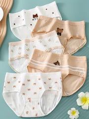 5pcs Cartoon Bear Pattern Triangle Panties for Girls 95% Cotton Underwear