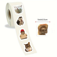 500pcs Whimsical Cat Stickers Roll for Party Favors & Gift Sealing