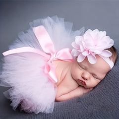 2Pcs Newborn Puffy Skirt Kids Photography Costume Baby Rabbit Rabbit Skirt