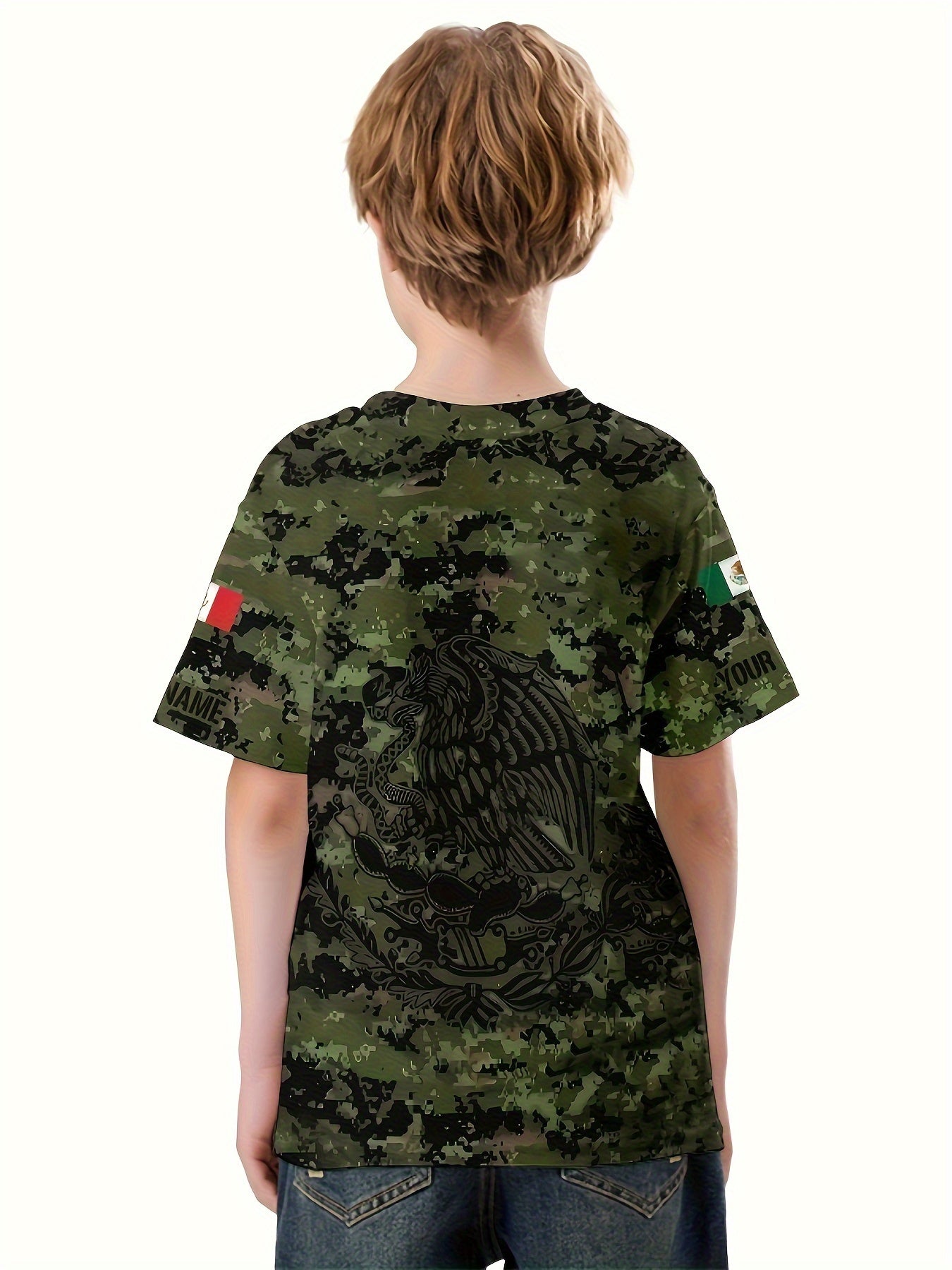 MEXICO Print Boy's Casual Tees Short Sleeve Crew Neck Comfy Versatile T shirt