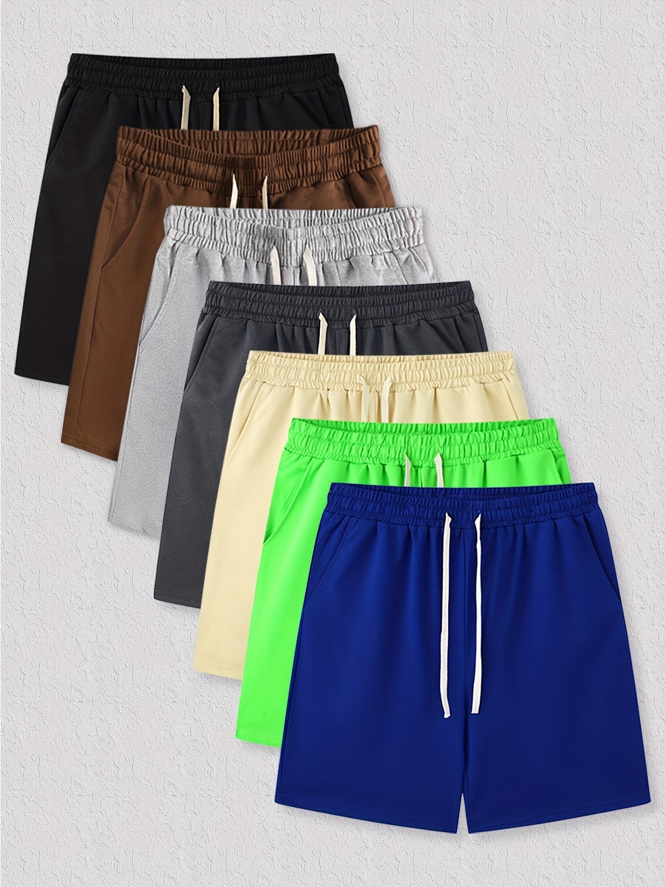 Men's Comfy Beach Shorts Solid Elastic Waist Drawstring Active Shorts