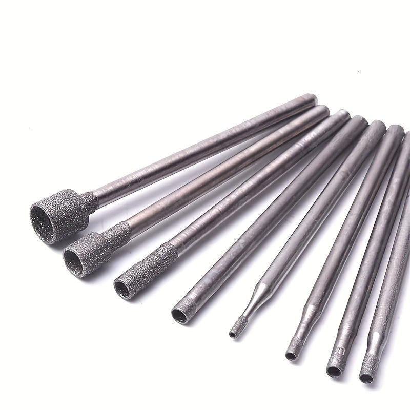 10pcs Mini Cup Diamond Grinding Head Burrs for Rotary Tools 2.35 MM Mandrel