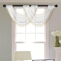 Sheer Wave Curtain Valance w/ Tassels 30x24