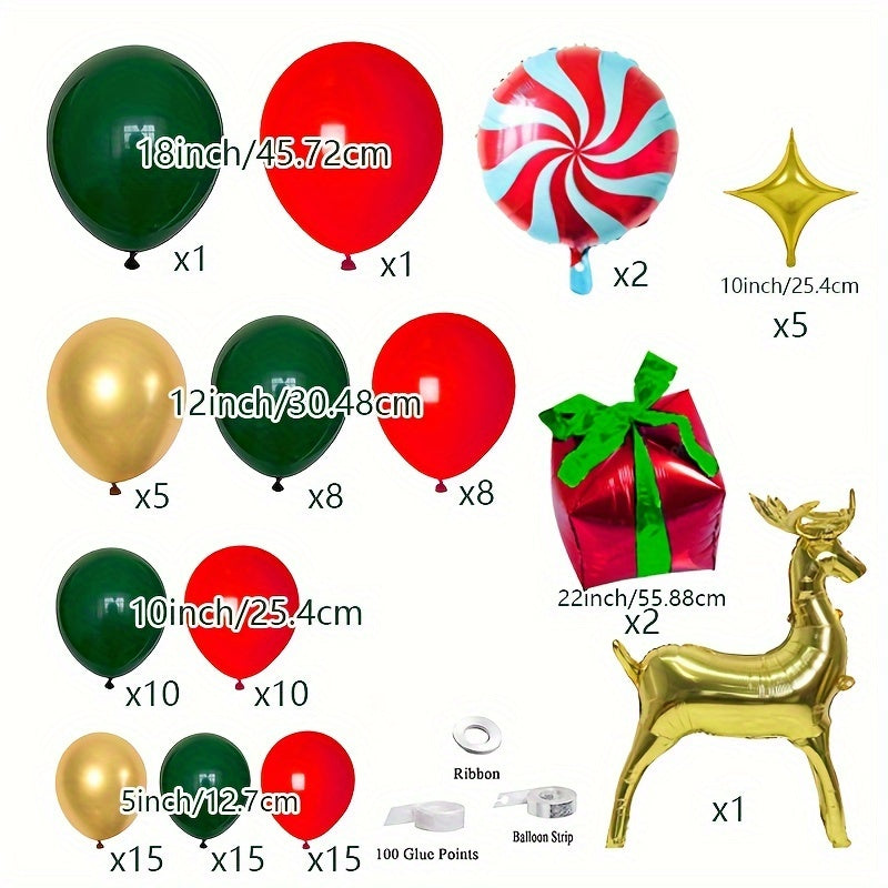 101pcs Christmas Red Windmill Balloon Arch Set for Party Decoration