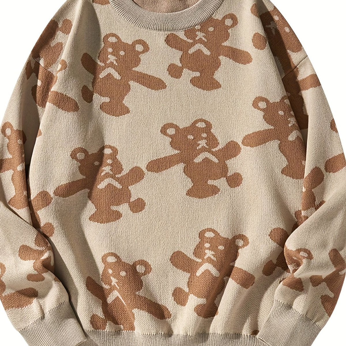 Men's Bear Pattern Pullover Sweater & Warm Couple Clothing