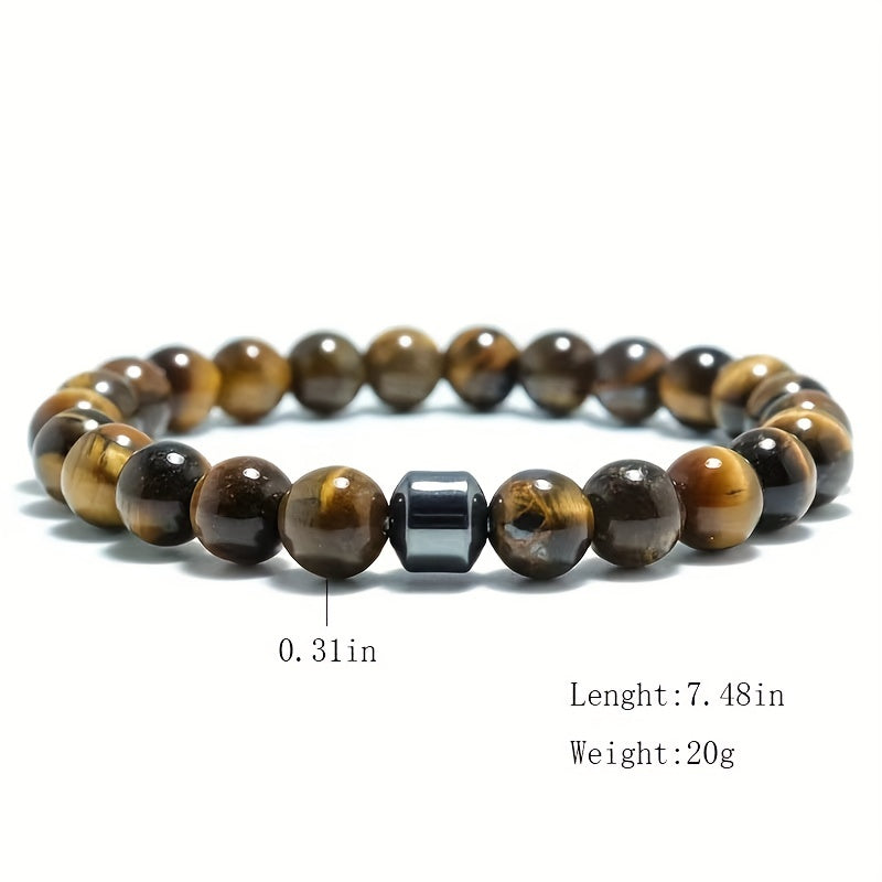 Volcanic Stone Map Stone Men's Energy Bracelet