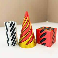 3D Printed Dual Push Spiral Cone Ornament