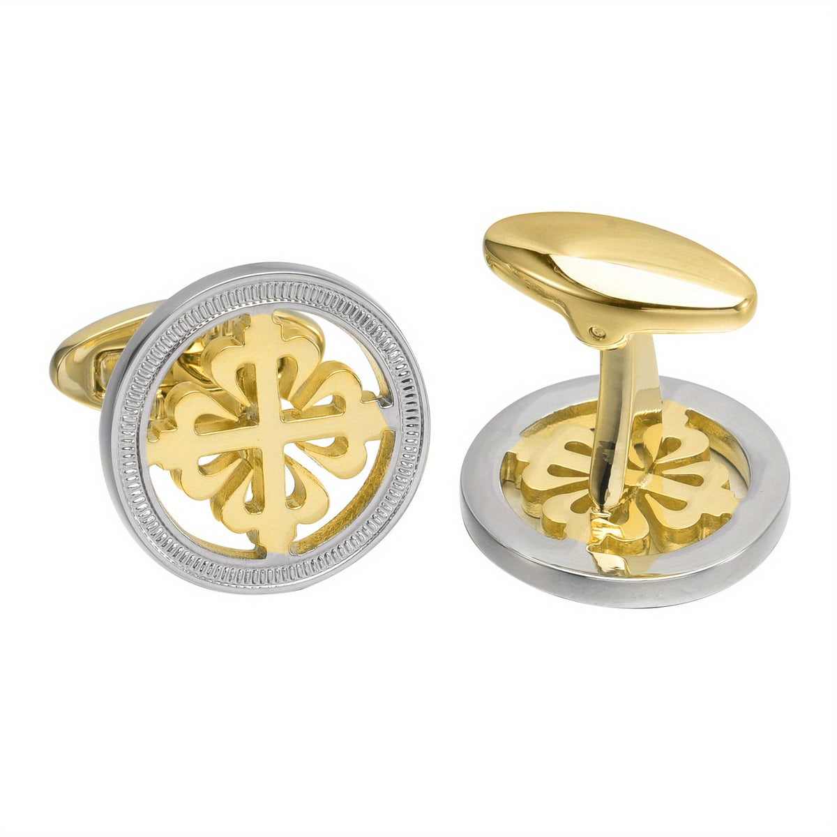 Copper Two Tone Hollow Flower Cufflinks Wedding Suit Accessories
