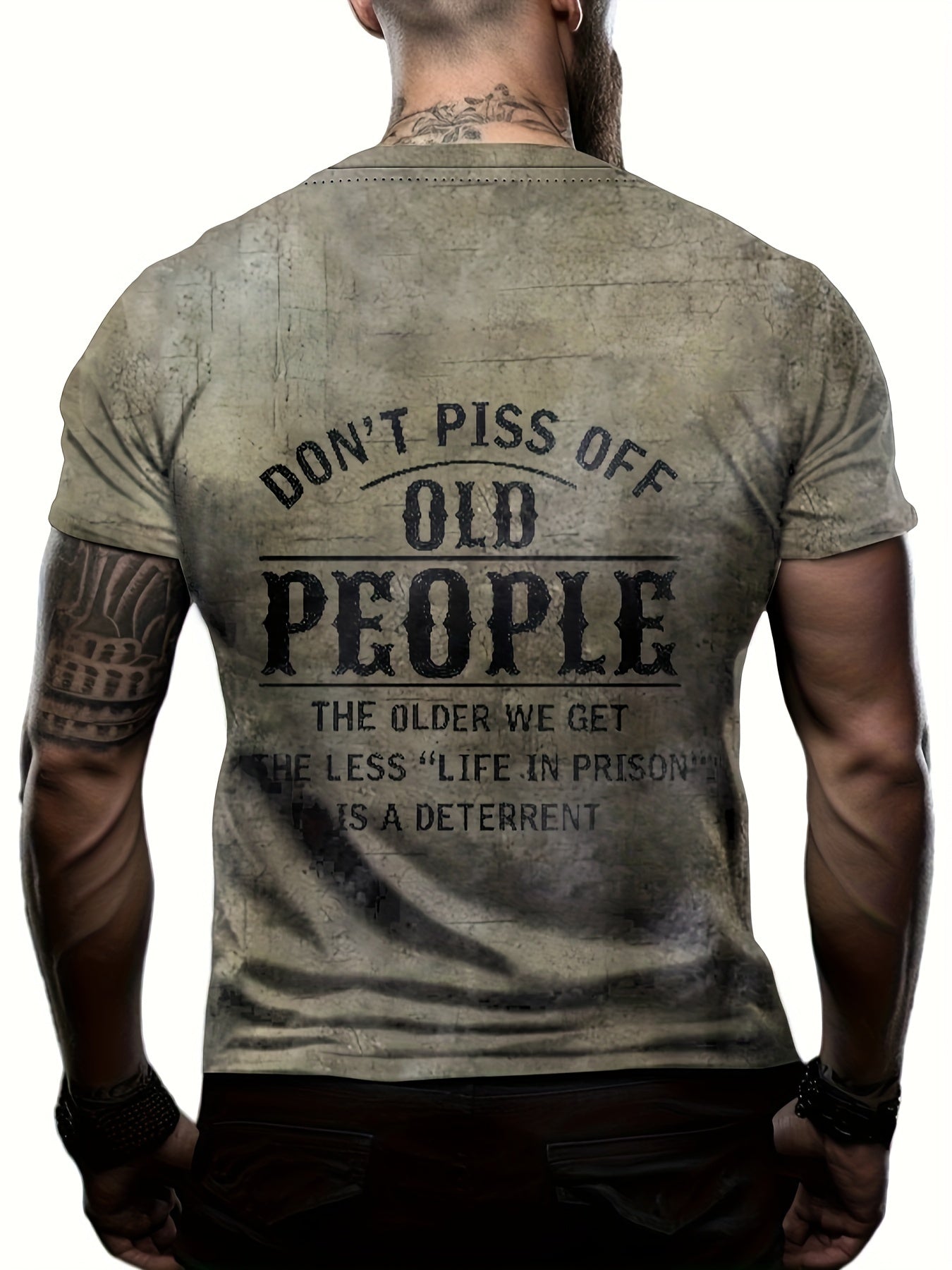 Old People Pattern Print Men's Short Sleeve Comfy T-shirt