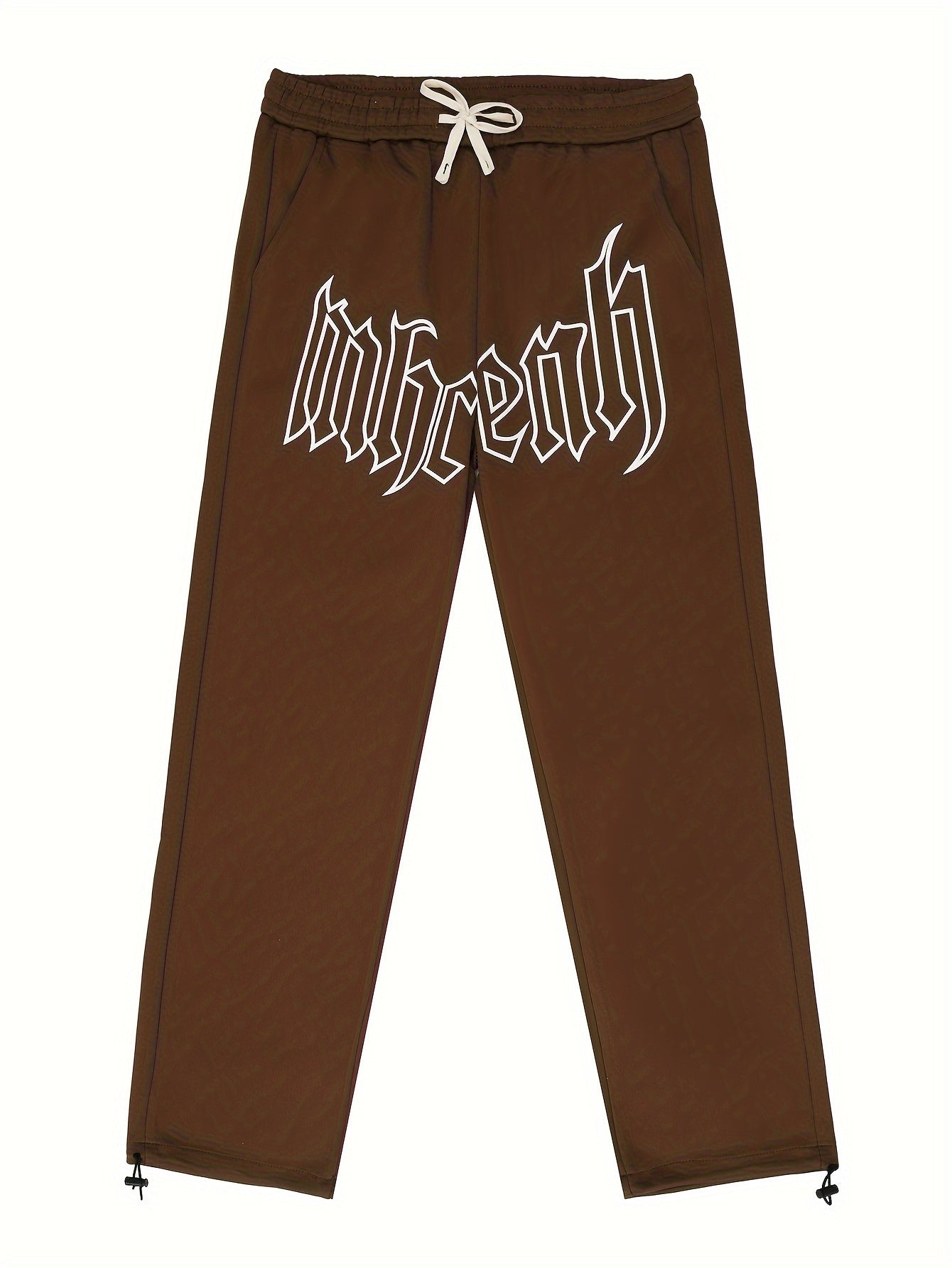 Men's Loose Letters Pattern Pants w/ Pockets Drawstring Trousers