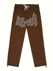 Men's Loose Letters Pattern Pants w/ Pockets Drawstring Trousers