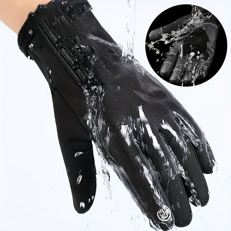 Windproof Waterproof Fishing Gloves Touch Screen Gloves Zipper Autumn Winter