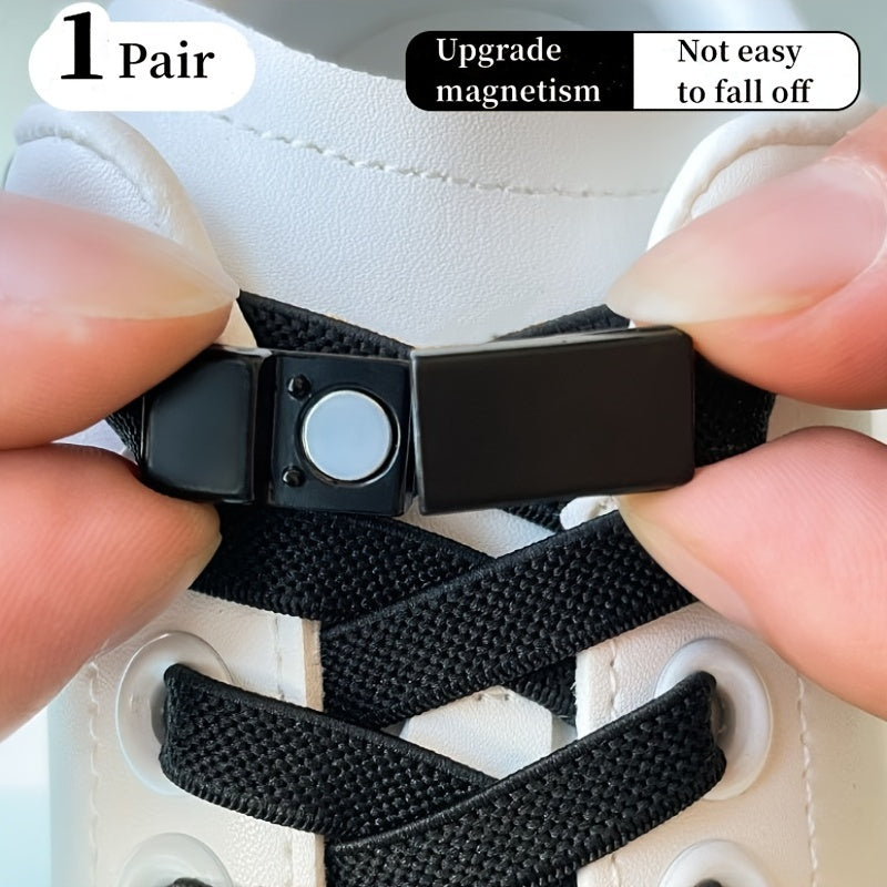 Magnetic Buckle No Tie Shoe Laces Stretch Elastic Flat Laces