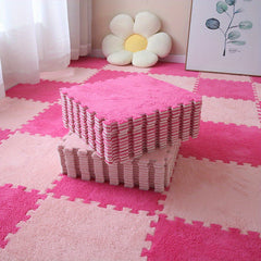 Plush Puzzle Foam Floor Mat Set - 12 Pieces