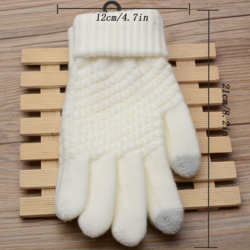 Women's Winter Touch Screen Gloves Warm Wool lined Knitted Gloves