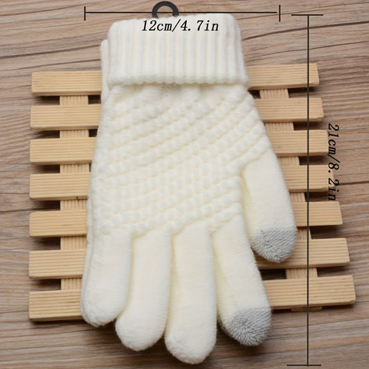 Women's Winter Touch Screen Gloves Warm Wool lined Knitted Gloves