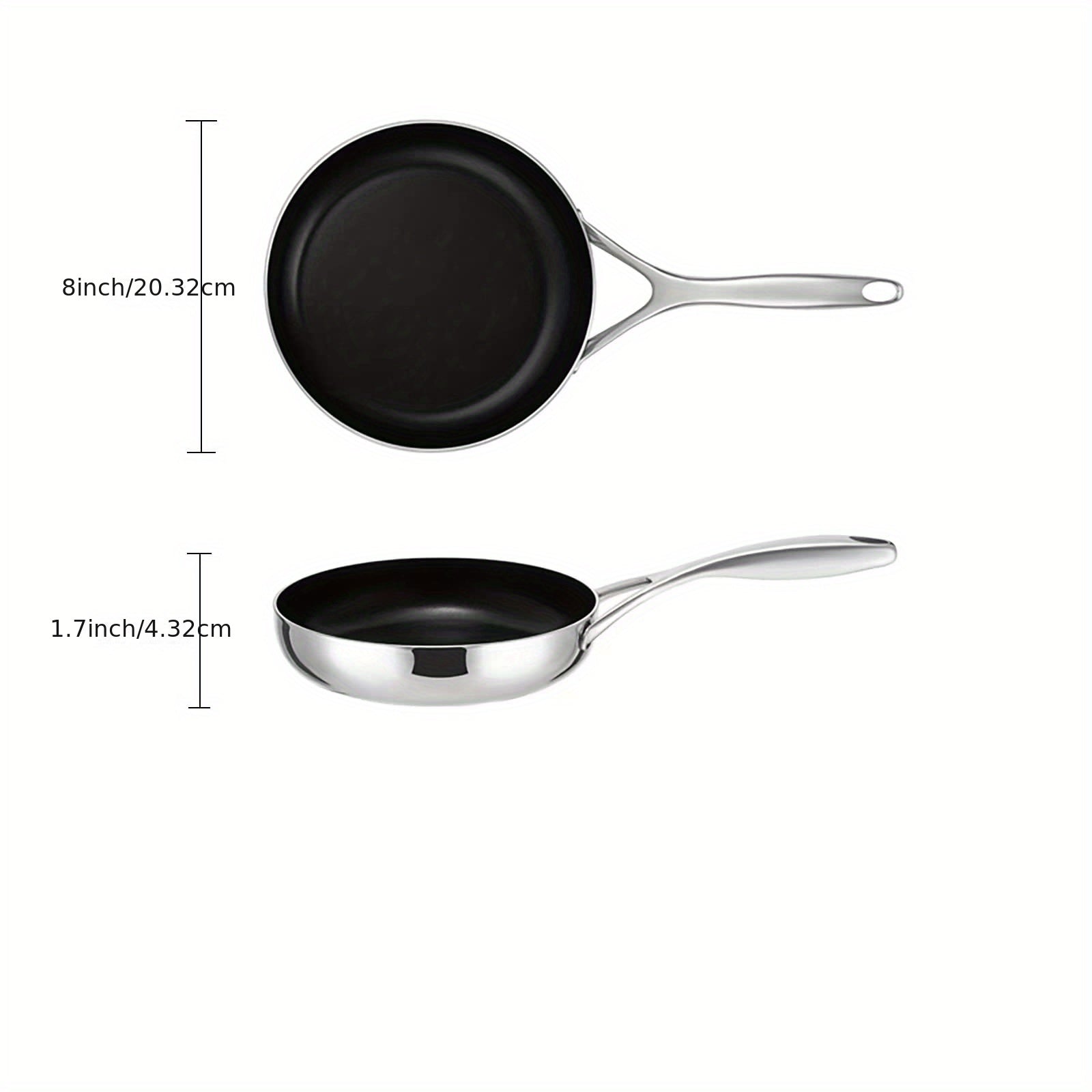 Nonstick Frying Pan With Lid 20 25 30 Stainless Steel Skillet PFOA PFOS