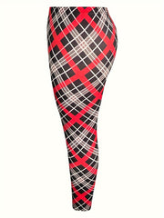  Plaid Print Skinny Leggings
