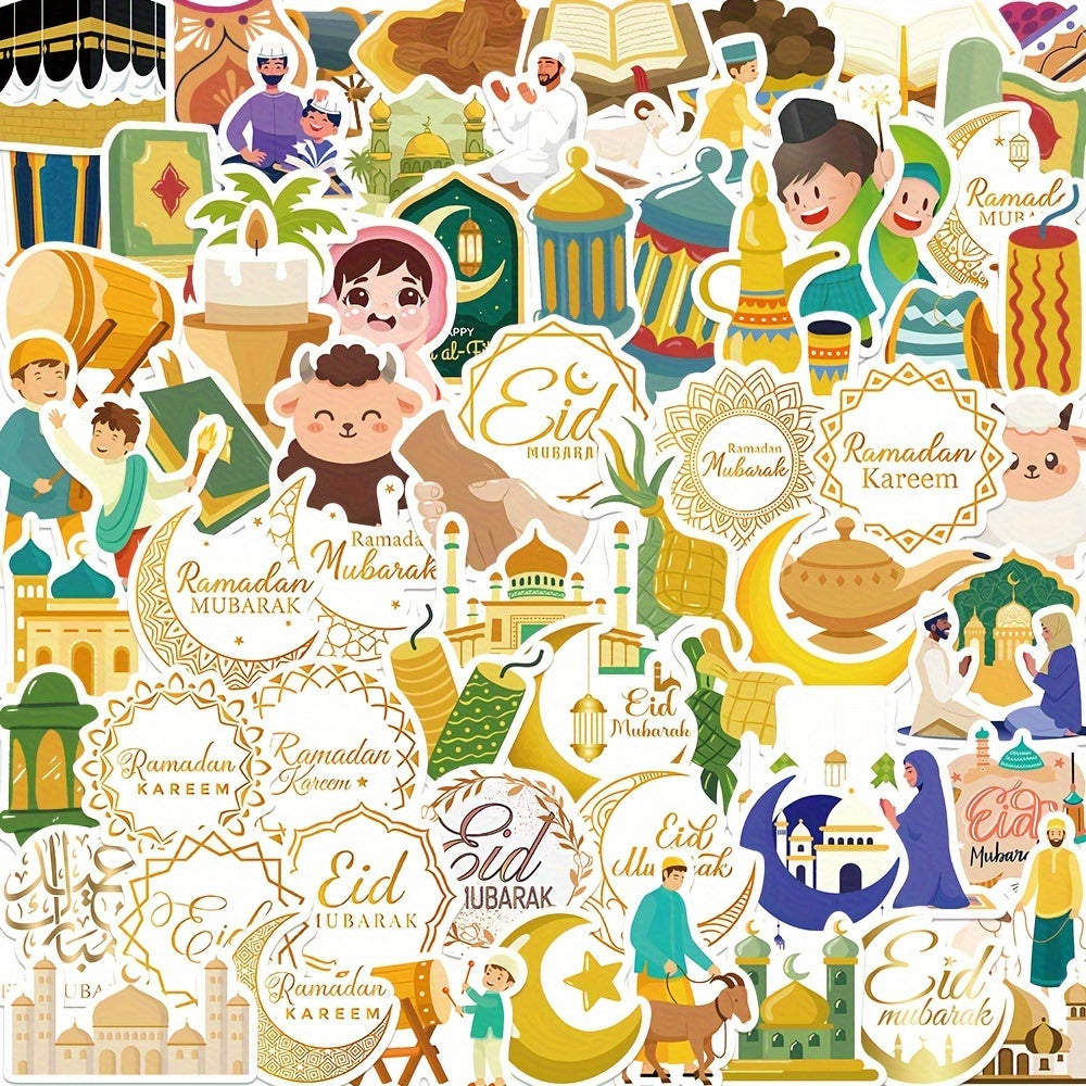 70pcs Eid Al Fitr Graffiti Stickers Waterproof PVC Decoration Stickers