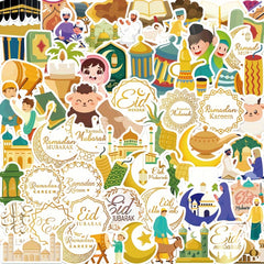 70pcs Eid Al Fitr Graffiti Stickers Waterproof PVC Decoration Stickers
