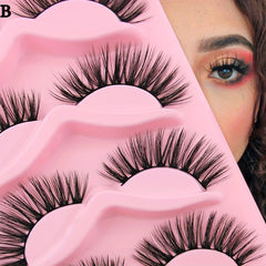 5 Pairs Cat Eye Lashes Curling Thick Fluffy Faux Mink False Eyelashes