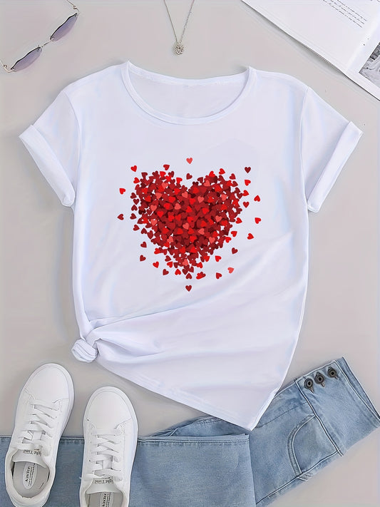 Heart Graphic Sports Short Sleeve T shirts Print Casual Slim Tops