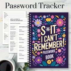 Spiral Password Notebook - Internet Website Address Login Details Logbook
