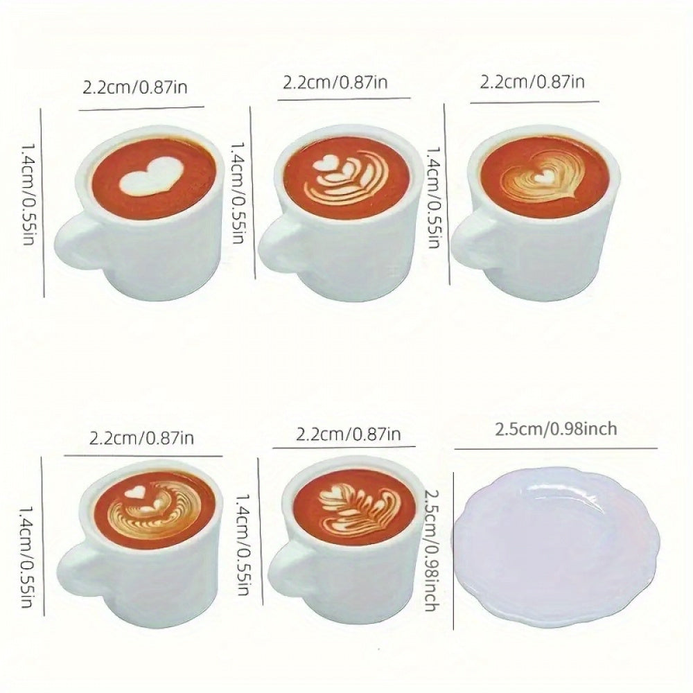 10pcs Resin Latte Coffee Cup Set - Dollhouse Decor & DIY