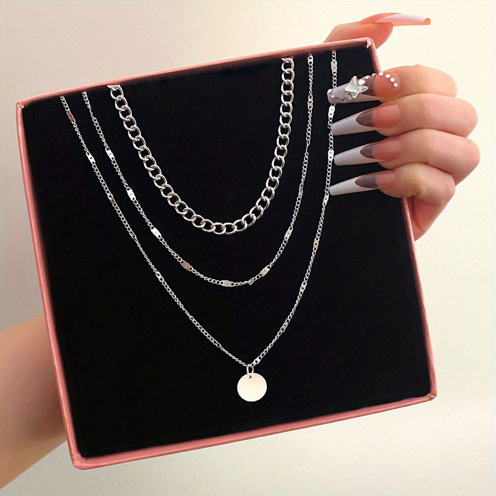 Women's Chain Disc Layered Necklace for Party