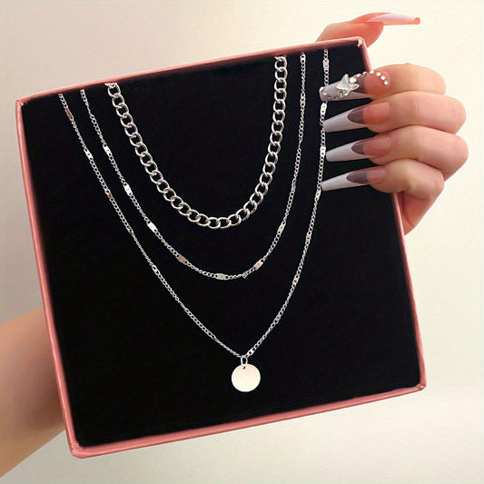 Women's Chain Disc Layered Necklace for Party