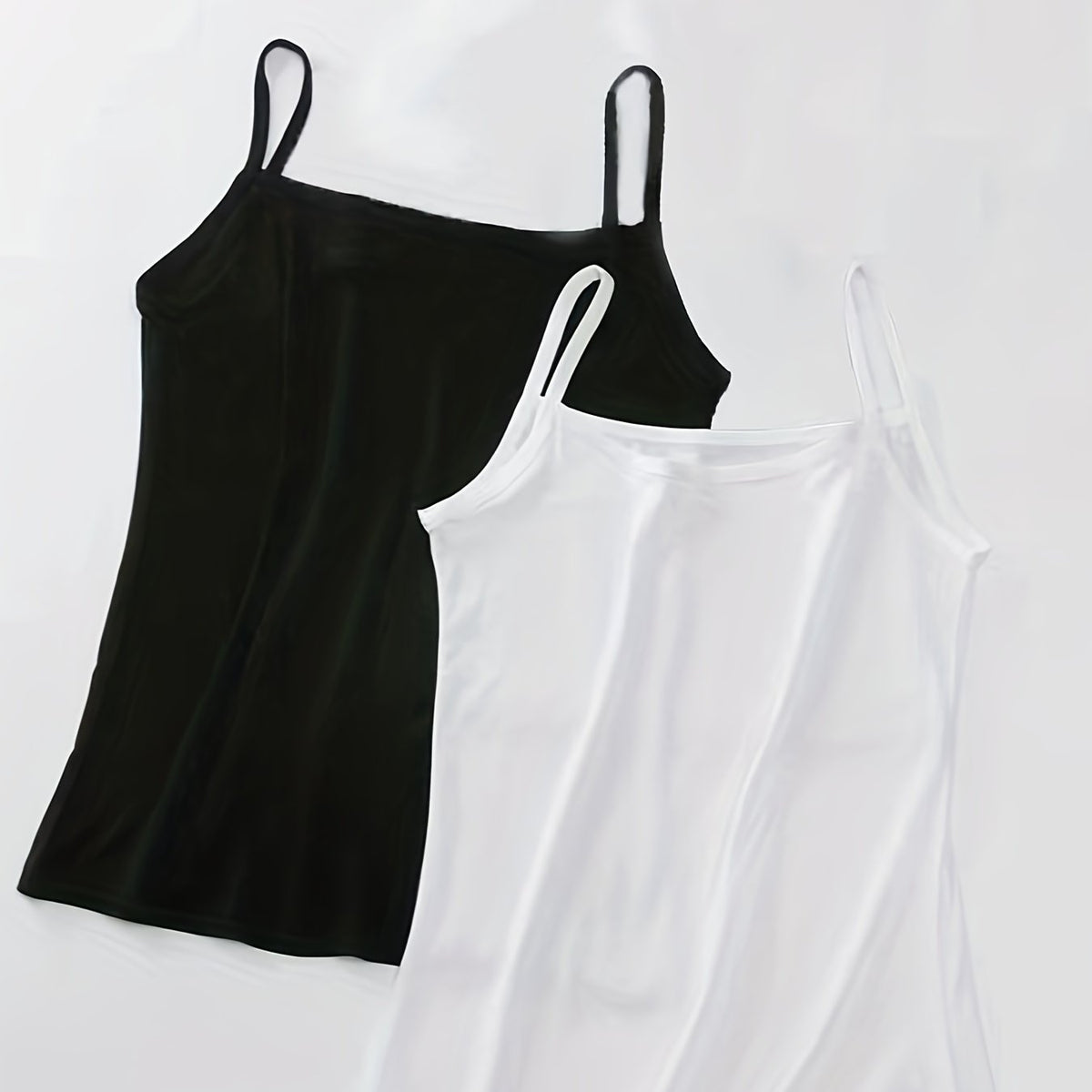 2 Pack Solid Cami Tops Crew Neck Everyday Women's Lingerie